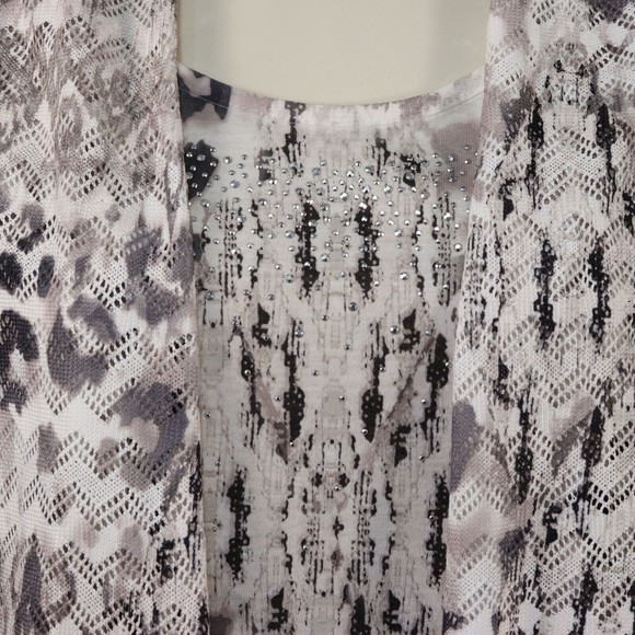 JM Collection Womens Mock Twin Set Jacket Tank Petite M Medium PM Lace Tan Black - Picture 4 of 11